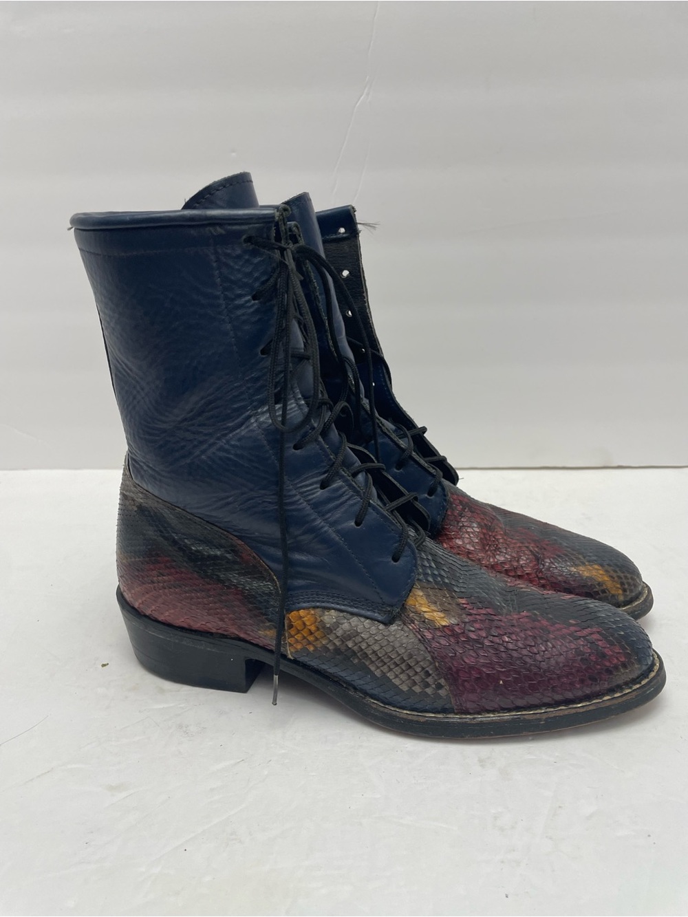 Dan Post women’s size 7 genuine python lace up colorful granny boots